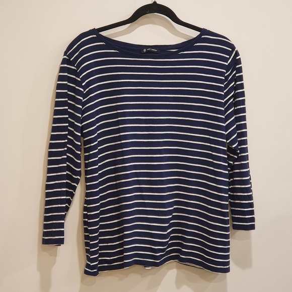 Pink Tartan Tops - Pink Tartan stripe cotton long sleeve tee, navy and white, size extra large
